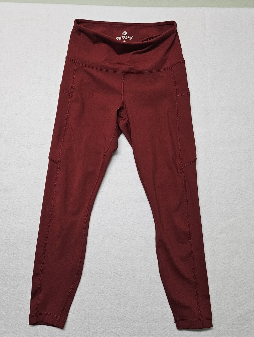 90 Degree by Reflex Fired Brick Fleece Lined High Waist Leggings Yoga Hike Small